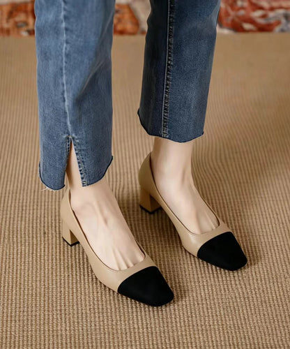 Women's Chunky Heel Colorblock Pumps 1