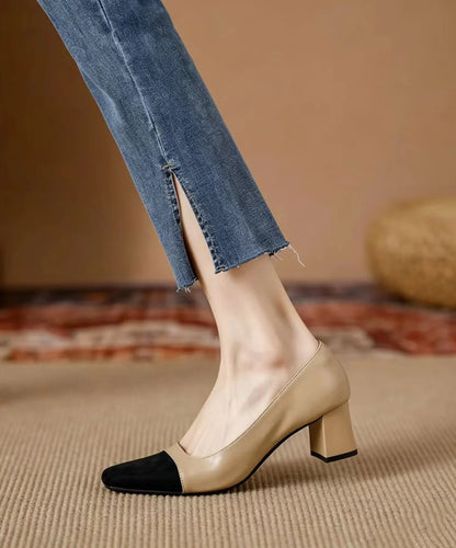 Women's Chunky Heel Colorblock Pumps 2