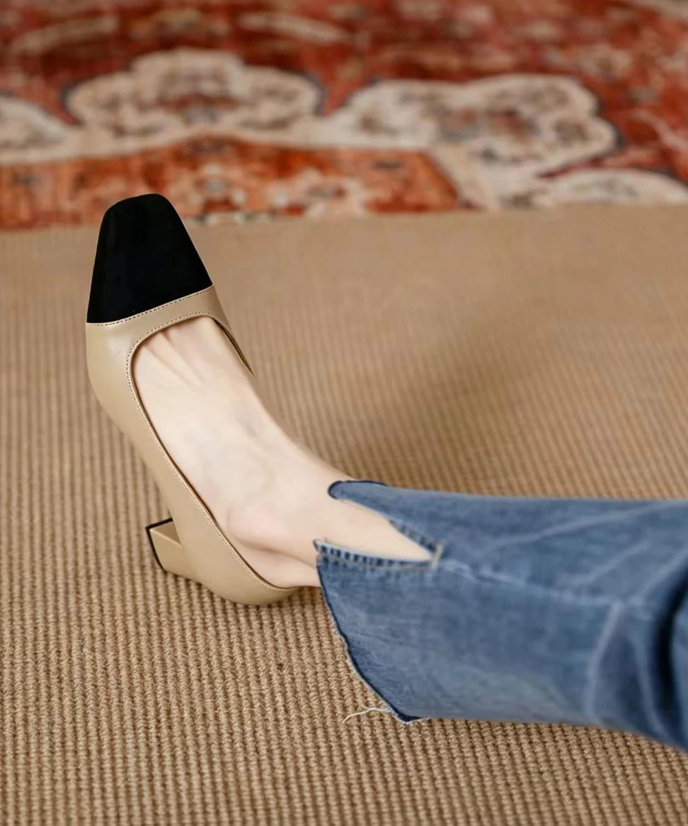 Women's Chunky Heel Colorblock Pumps 3