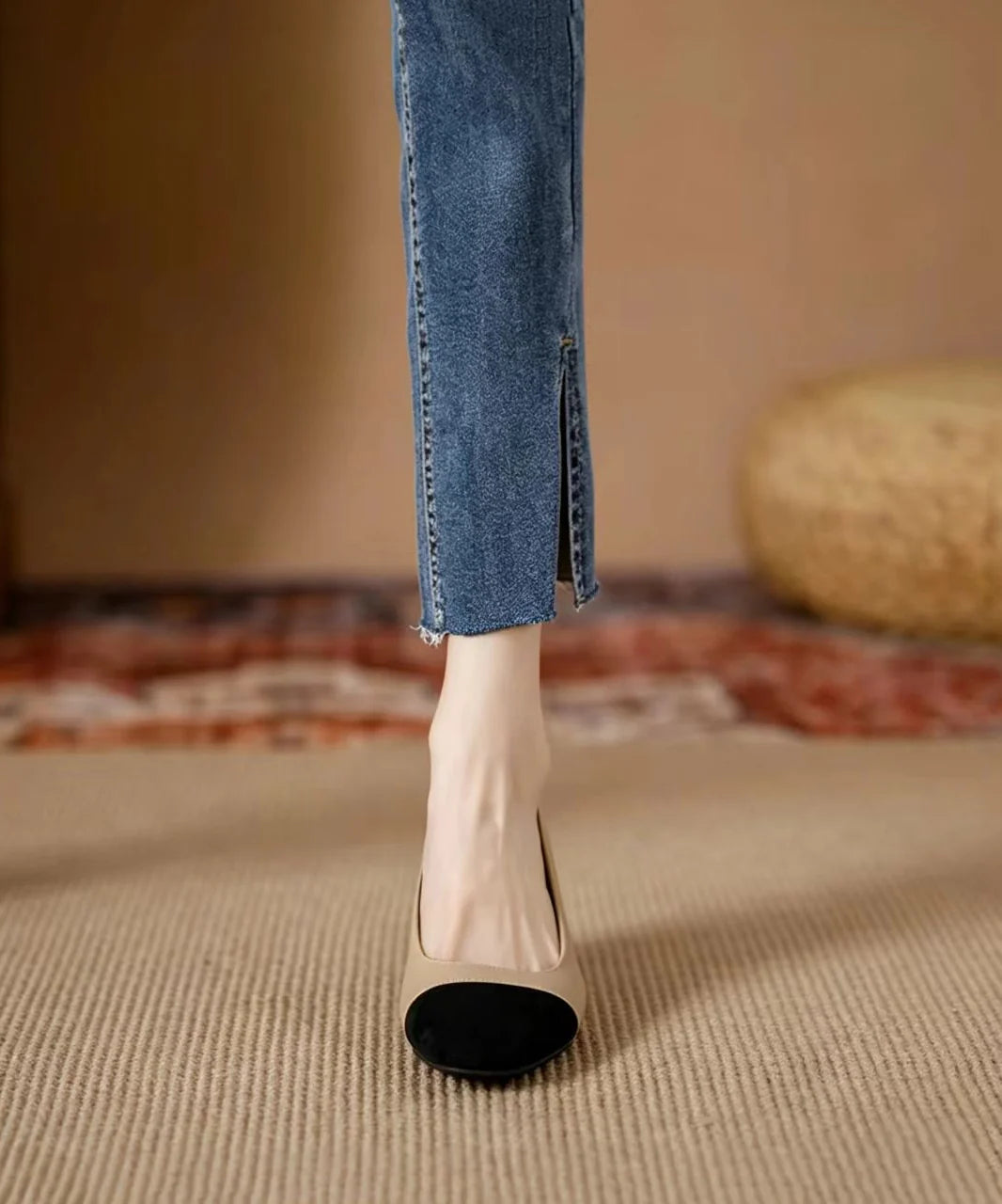 Women's Chunky Heel Colorblock Pumps 4