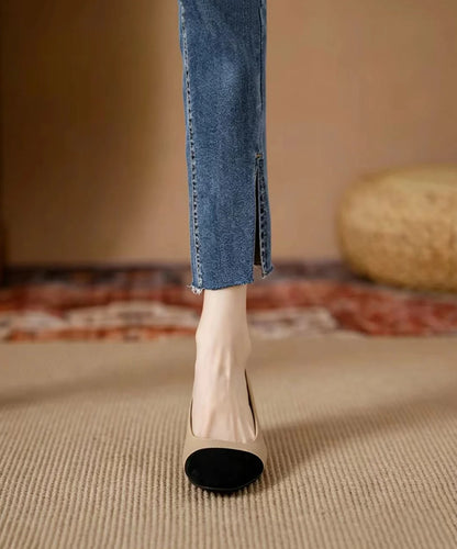 Women's Chunky Heel Colorblock Pumps 4