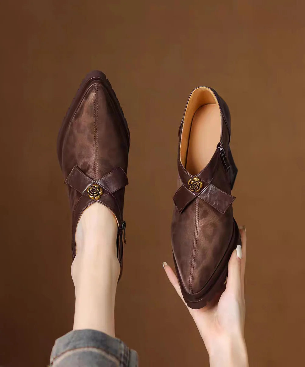 Women's Chunky Heel Platform Pumps Pointed Toe 2