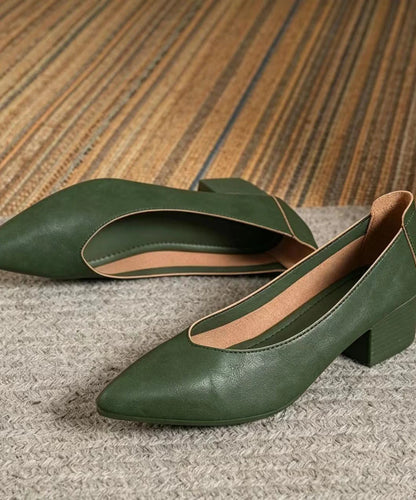 Women's Chunky Heel Pumps Pointed Toe Vintage Style 0