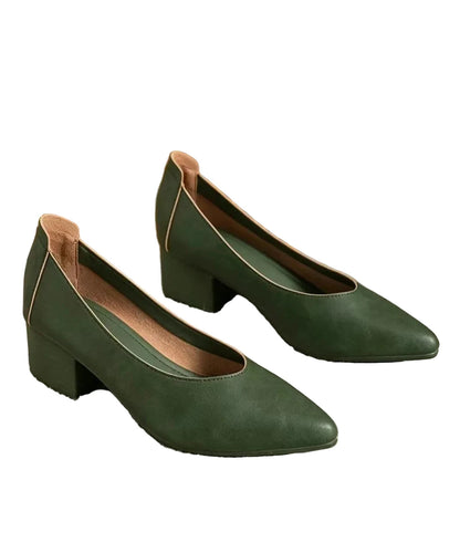 Women's Chunky Heel Pumps Pointed Toe Vintage Style 1