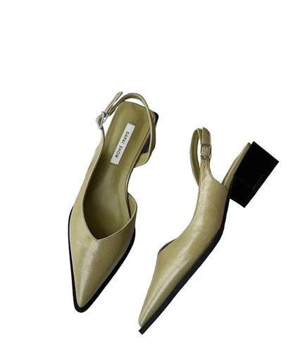 Women's Chunky Heel Sandals Pointed Toe Splicing Design 0