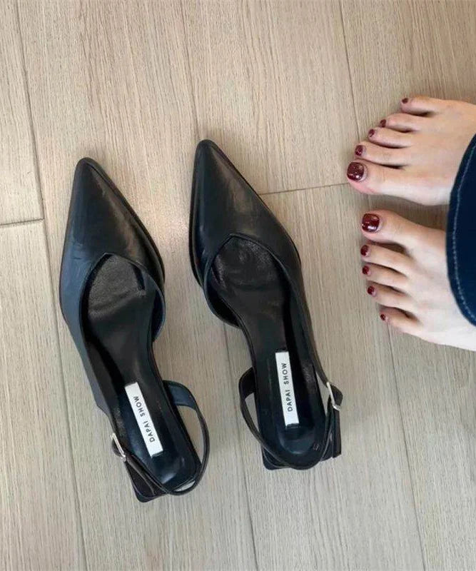 Women's Chunky Heel Sandals Pointed Toe Splicing Design 1