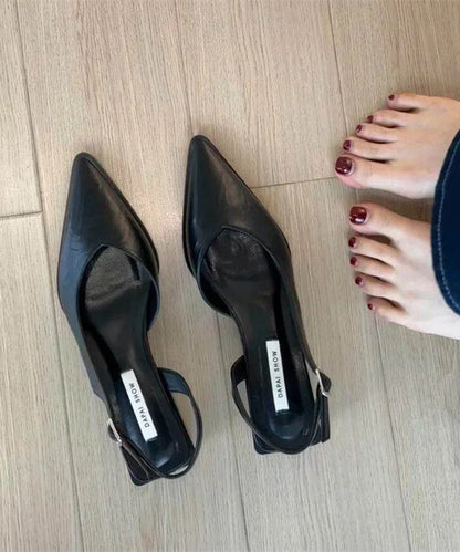 Women's Chunky Heel Sandals Pointed Toe Splicing Design 1