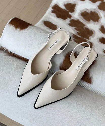 Women's Chunky Heel Sandals Pointed Toe Splicing Design 2