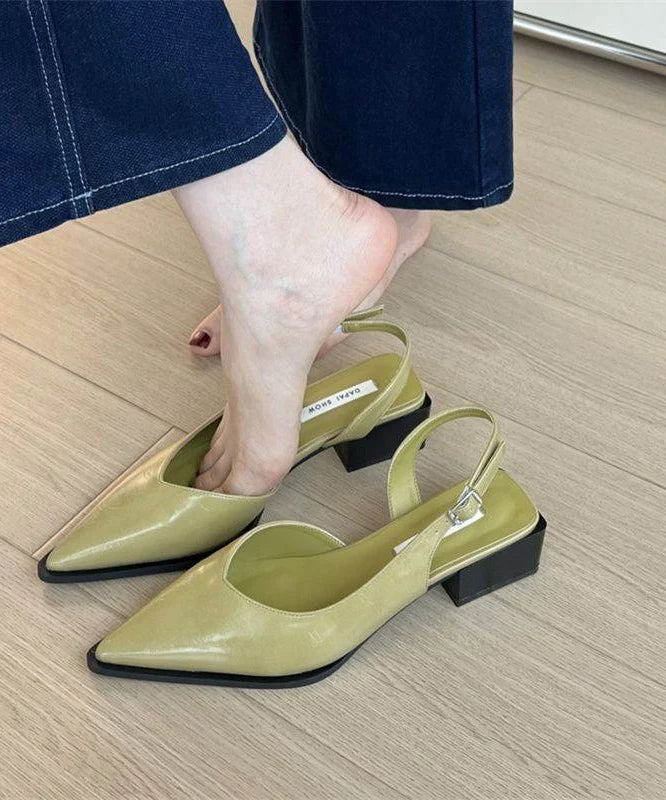 Women's Chunky Heel Sandals Pointed Toe Splicing Design 3
