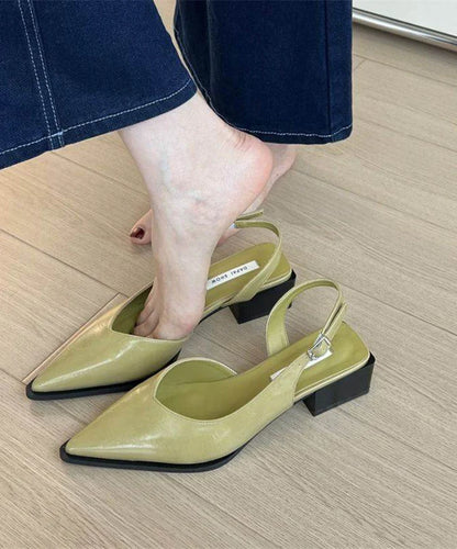 Women's Chunky Heel Sandals Pointed Toe Splicing Design 3