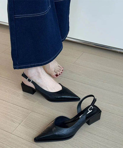 Women's Chunky Heel Sandals Pointed Toe Splicing Design 4