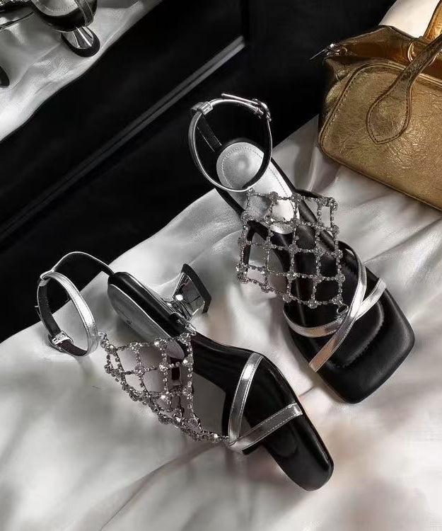 Women's Chunky Heel Sandals with Sparkling Detail 1