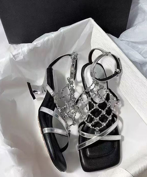 Women's Chunky Heel Sandals with Sparkling Detail 3