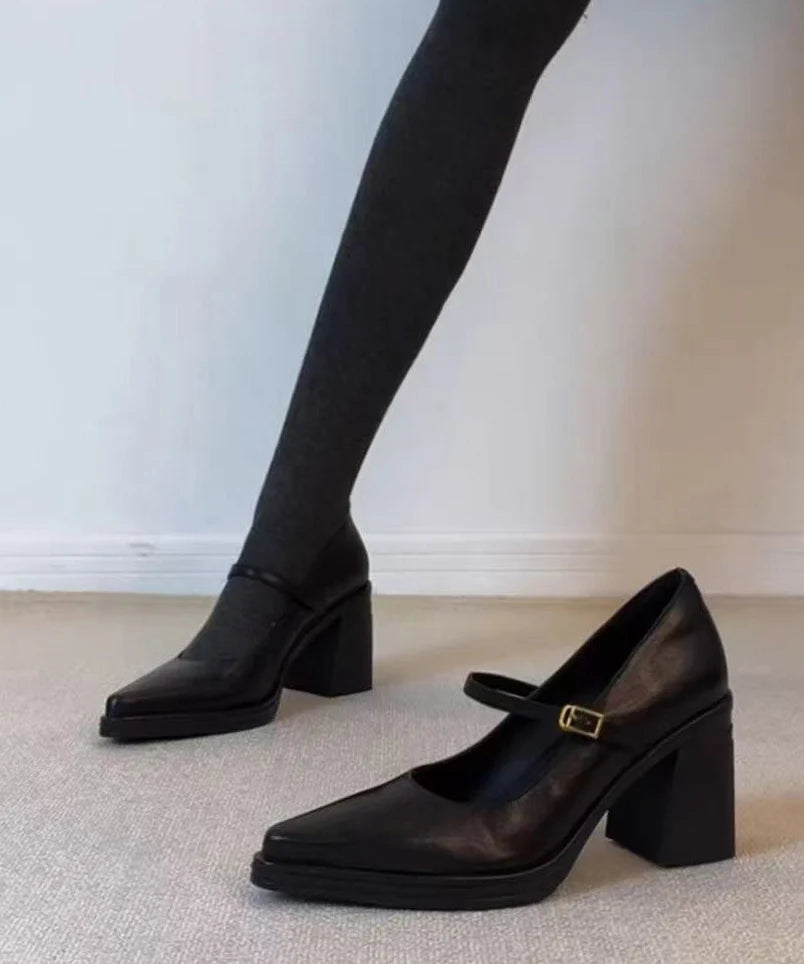 Women's Chunky High Heel Sandals Buckle Strap 0