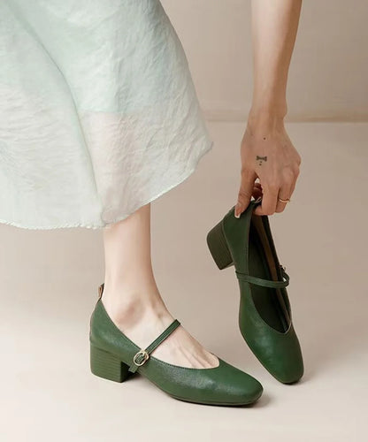 Women's Chunky High Heels Buckle Strap 0