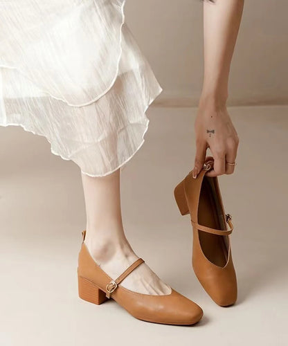Women's Chunky High Heels Buckle Strap 1