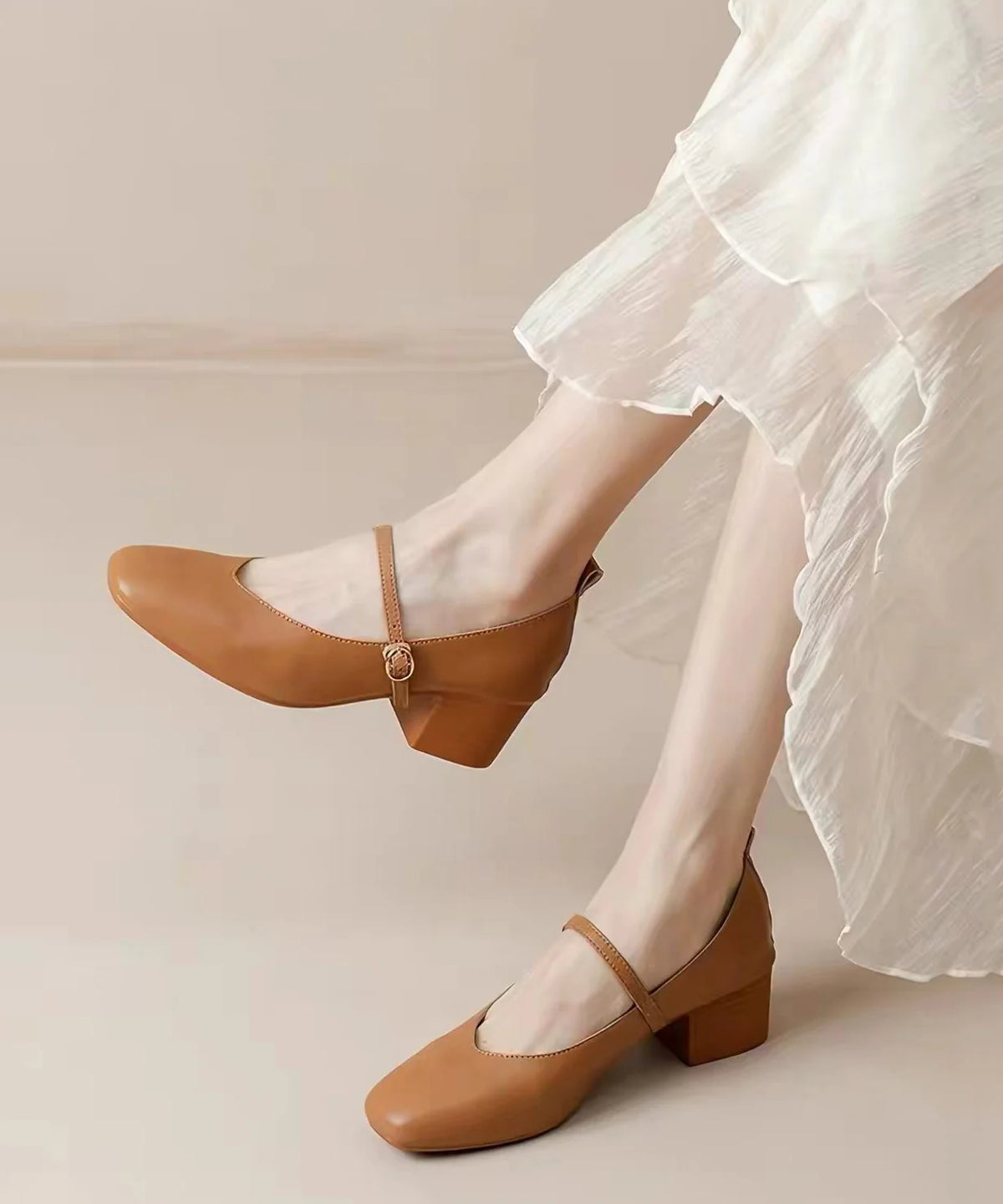 Women's Chunky High Heels Buckle Strap 3