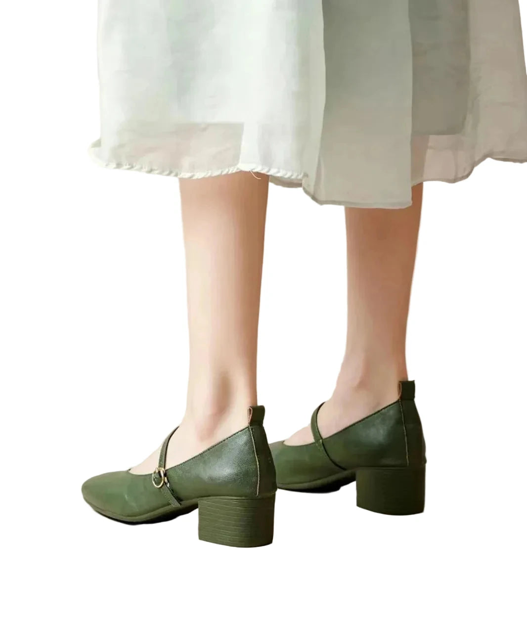 Women's Chunky High Heels Buckle Strap 4