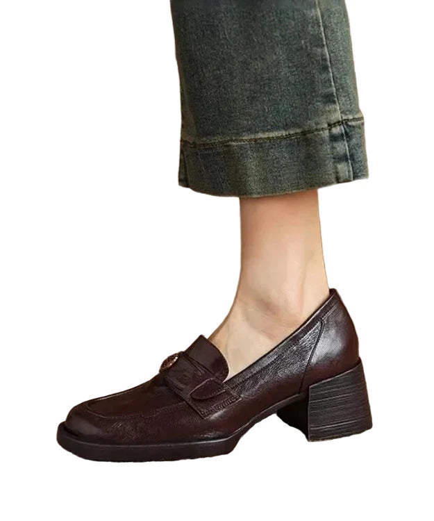 Women's Chunky Loafer Shoes Spliced Design 0