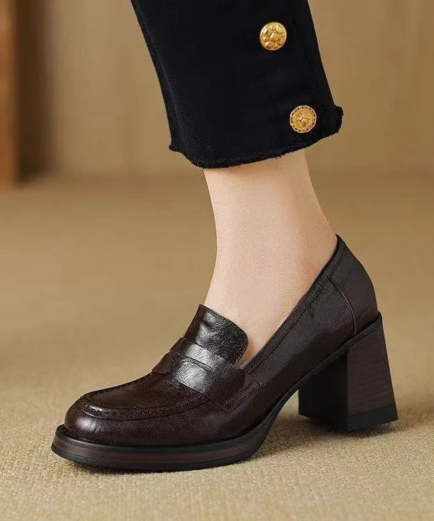 Women's Chunky Loafer Shoes Spliced Design 0