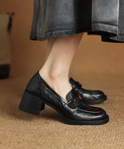 Women's Chunky Loafer Shoes Spliced Design 1