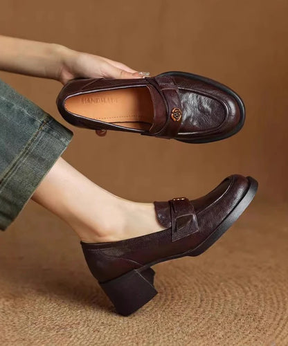 Women's Chunky Loafer Shoes Spliced Design 2