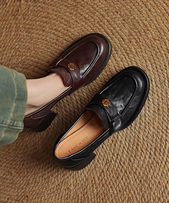 Women's Chunky Loafer Shoes Spliced Design 4