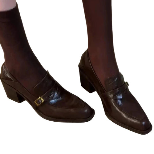 Women's Chunky Loafers Classic Splicing Design 1