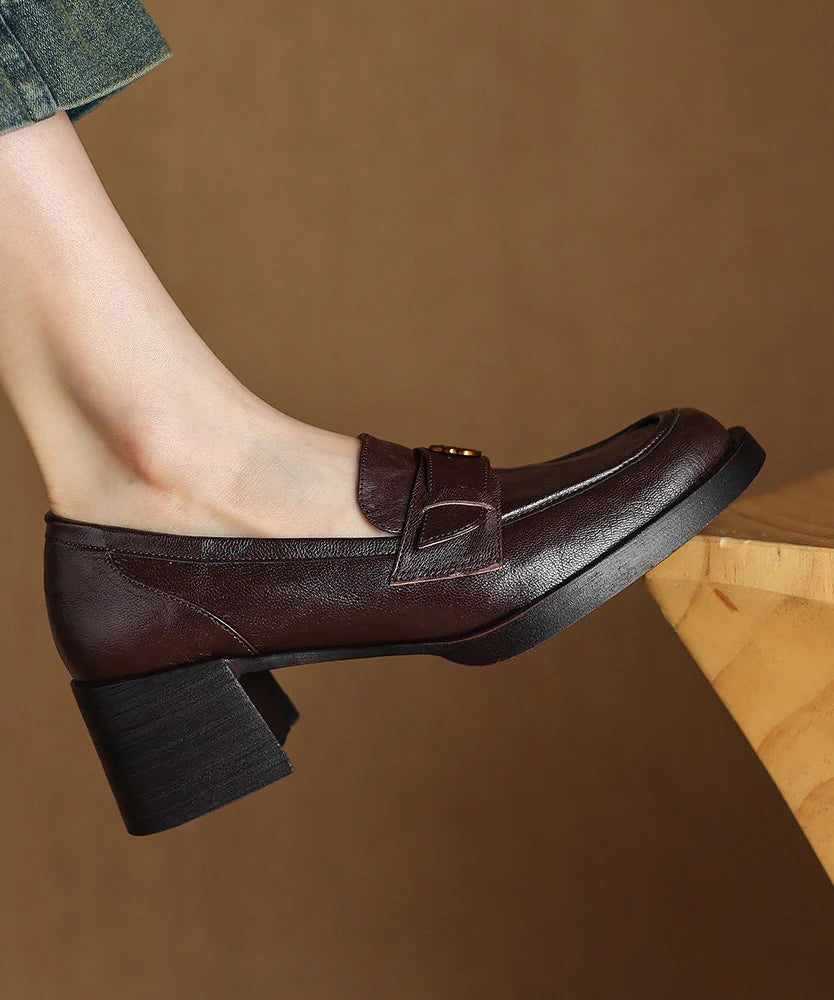 Women's Chunky Loafers Spliced Design 1