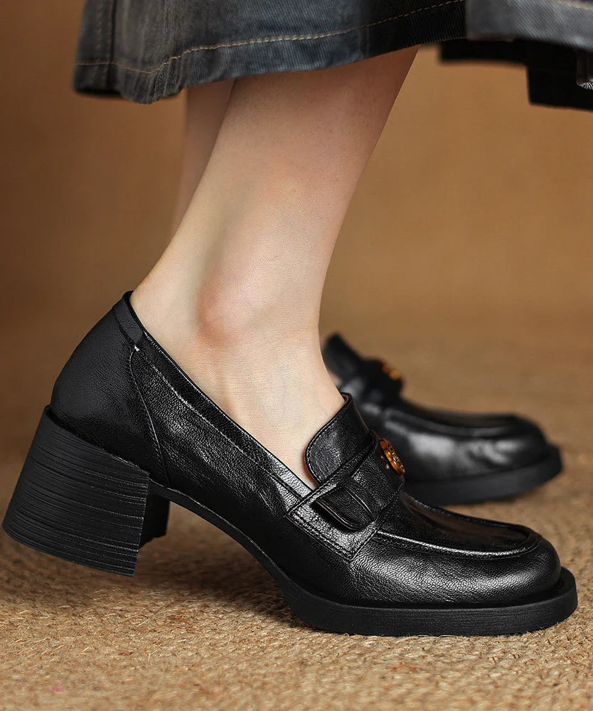 Women's Chunky Loafers Spliced Design 2