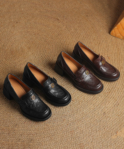 Women's Chunky Loafers Spliced Design 4