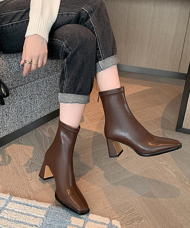 Women's Chunky Square Toe Splicing Boots 4