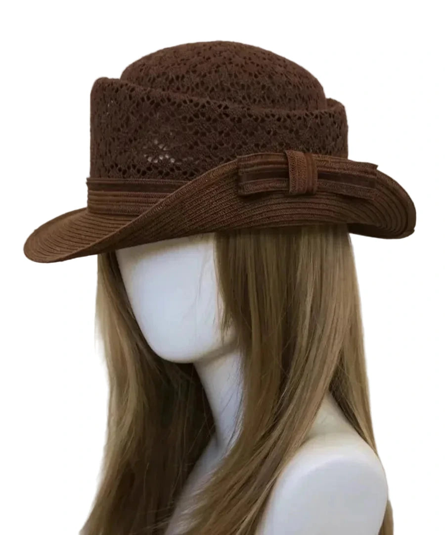 Women's Cloche Hat with Bow Detail and Rolled Edge 0