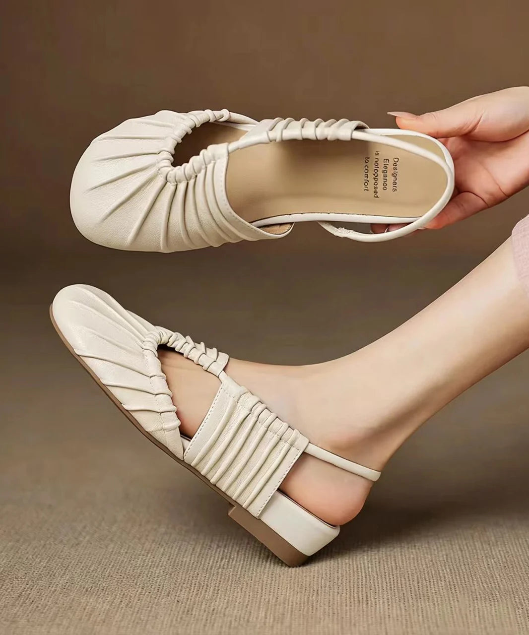 Women's Closed Toe Sandals Ruched Low Heel 0