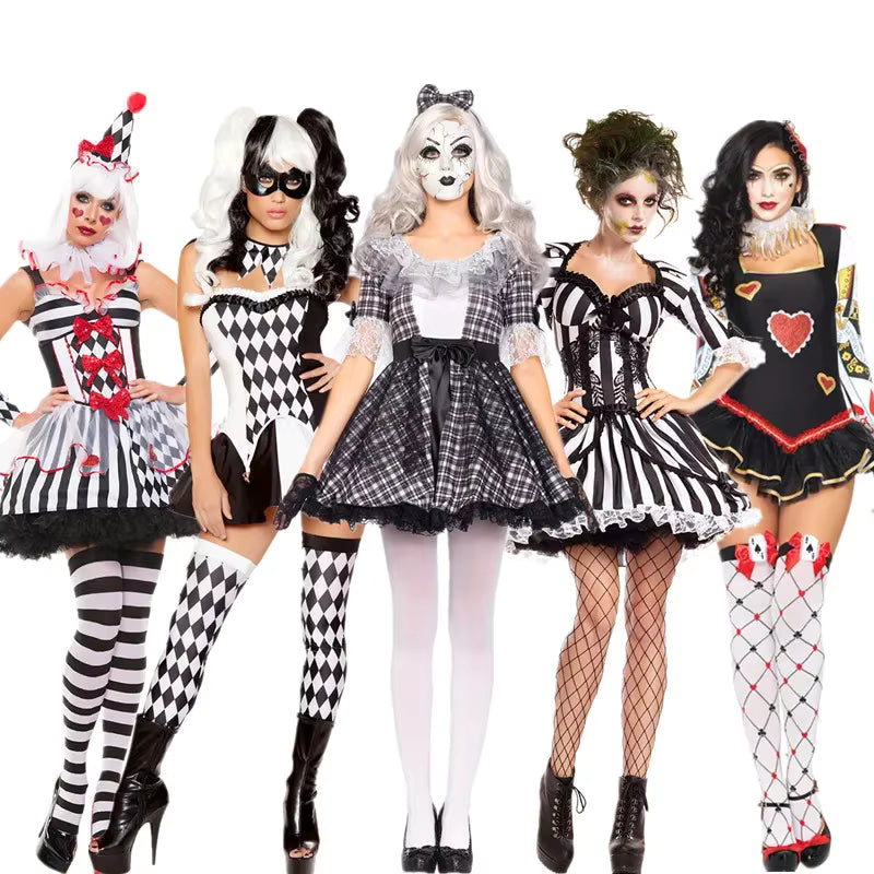 Women's Clown Costume Circus Party Dress Cosplay Outfit 0