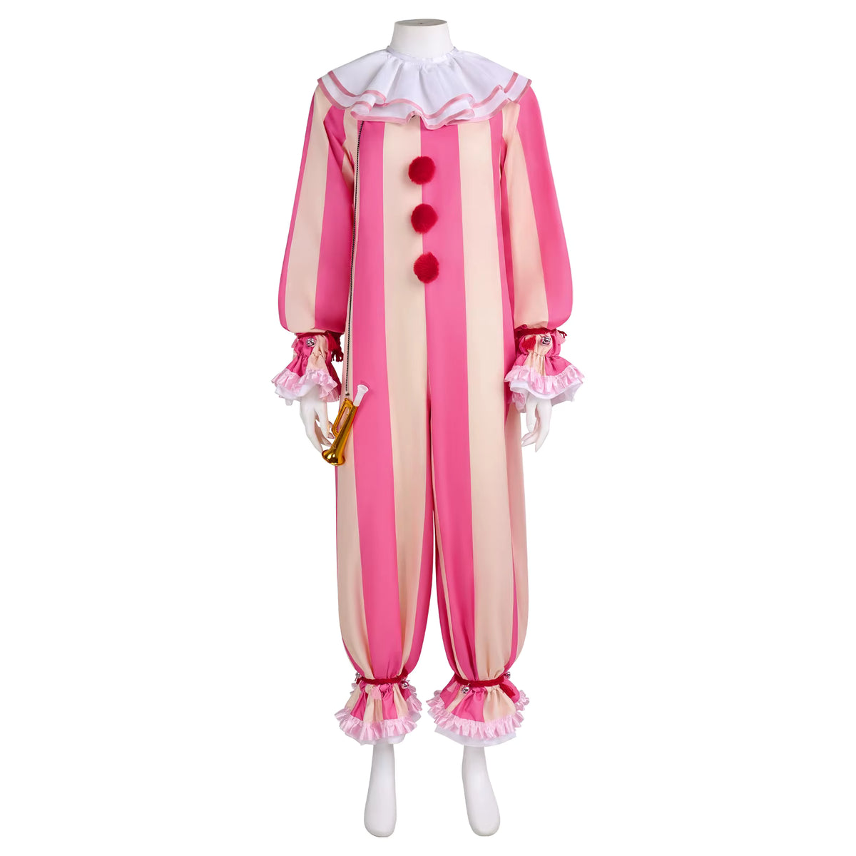 Women's Clown Costume Striped Jumpsuit for Halloween and Festive Events 0