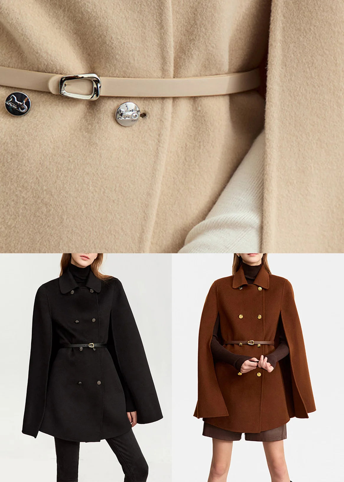 Women's Coat Button Patchwork Solid Fall Outerwear 4
