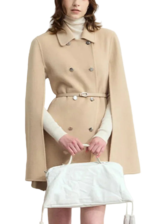 Women's Coat Cloak with Sashes and Sleeve Detail 0