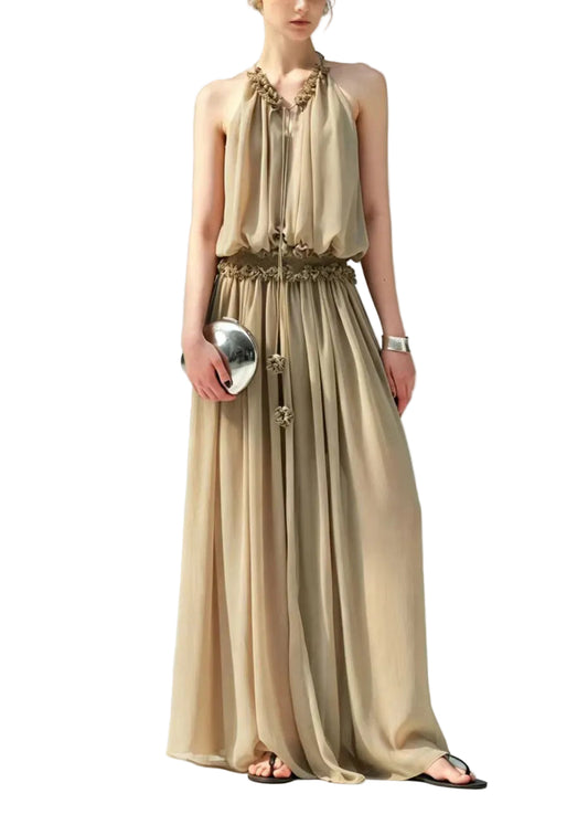 Women's Cold Shoulder Dress with Elastic Waist 0