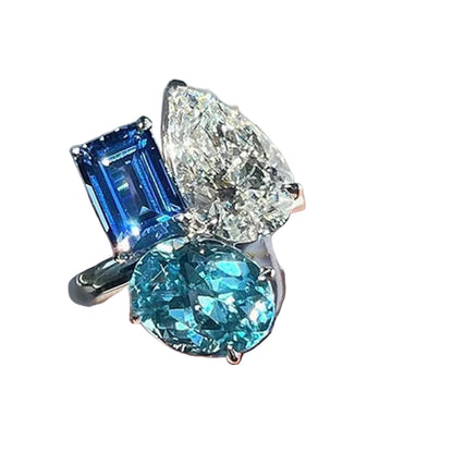 Women's Colorblock Ring with Zircon Crystal Accent 0