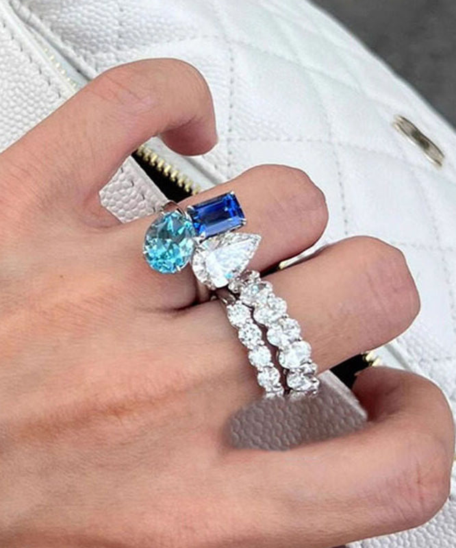 Women's Colorblock Ring with Zircon Crystal Accent 1