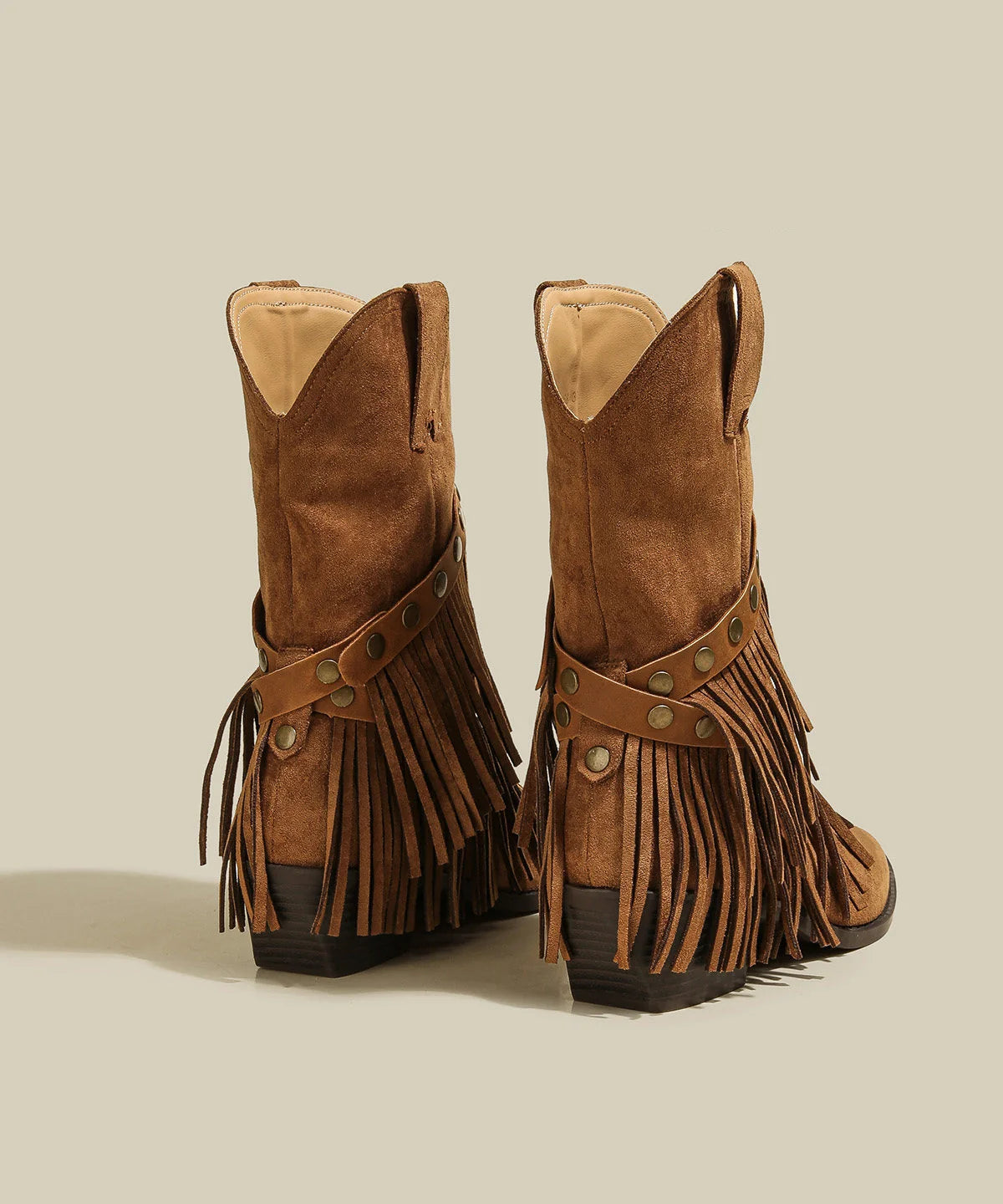 Women's Cowboy Boots Wedge Heel with Tassel and Rivet Details 1