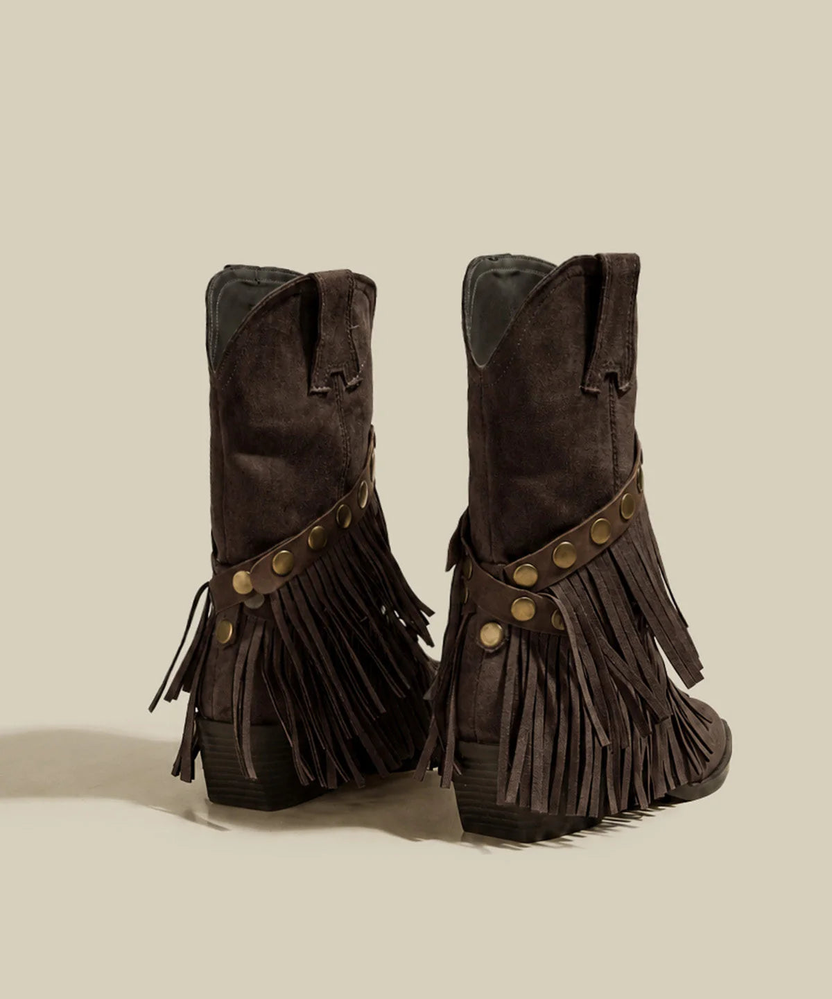 Women's Cowboy Boots Wedge Heel with Tassel and Rivet Details 2