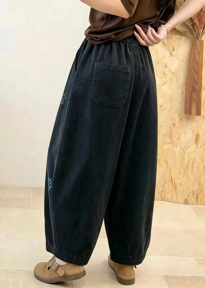 Women's Crop Pants Balloon Style with Embroidered Pockets 3