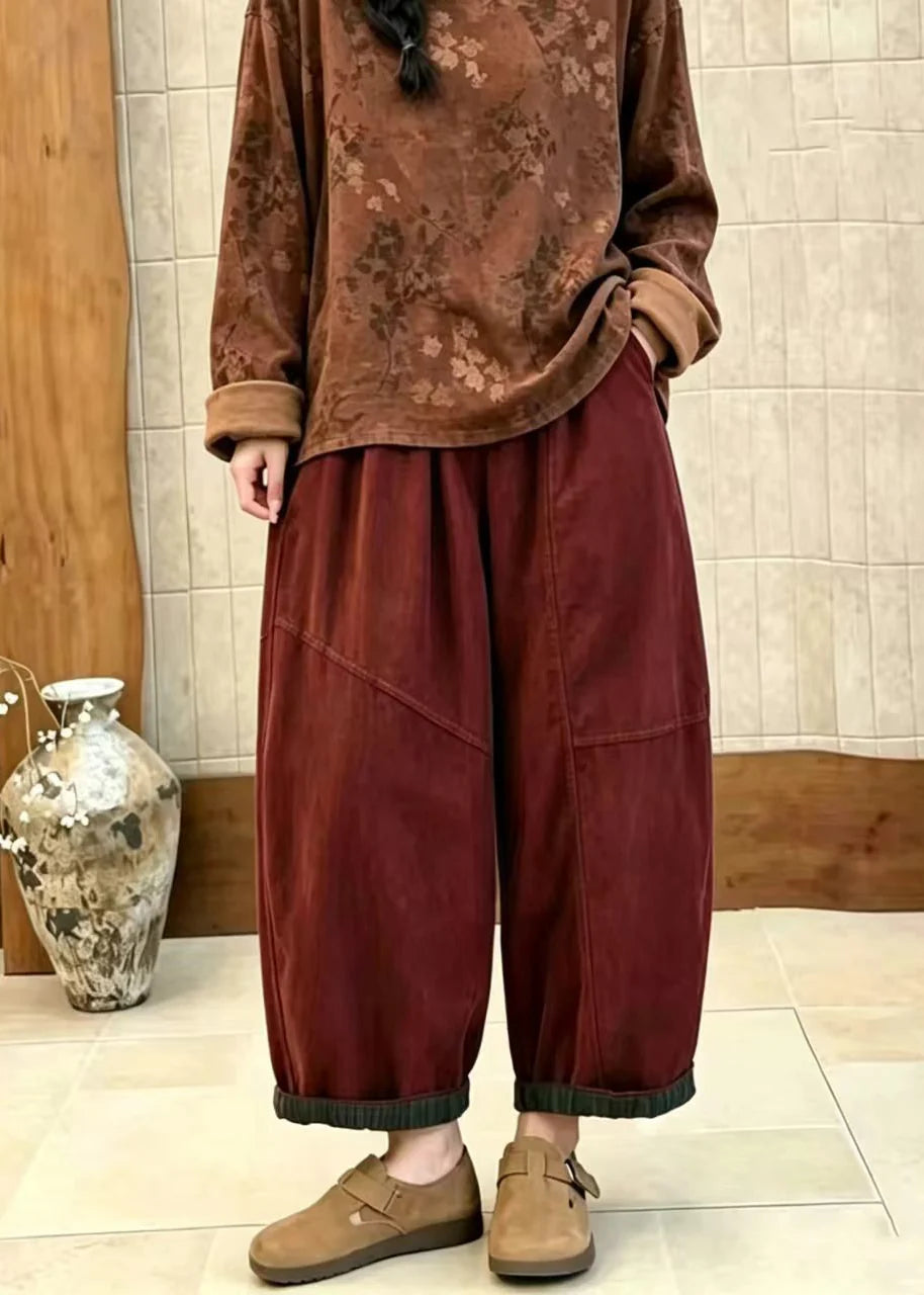 Women's Crop Pants Loose Fit High Waist with Pockets 2