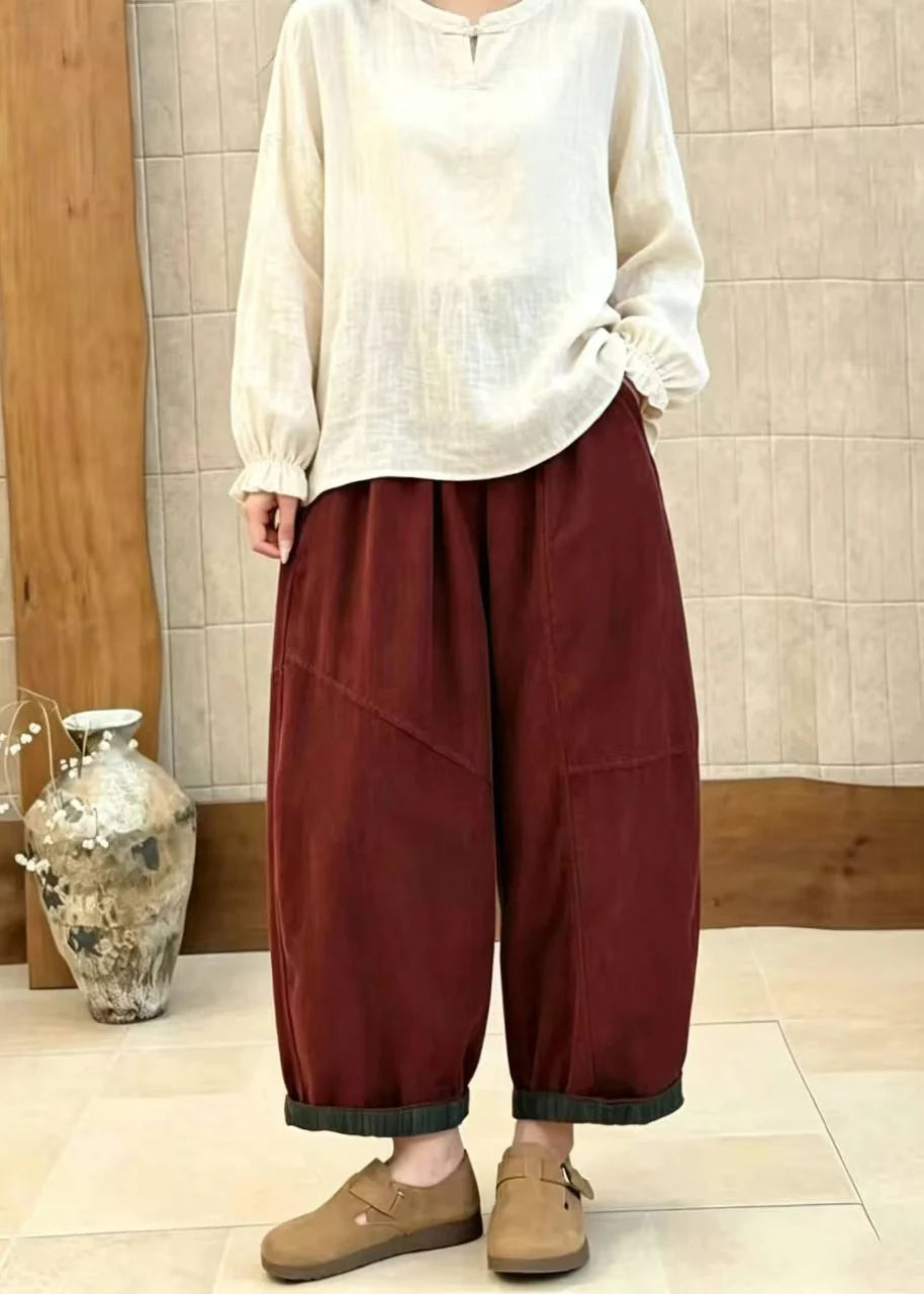 Women's Crop Pants Loose Fit High Waist with Pockets 4