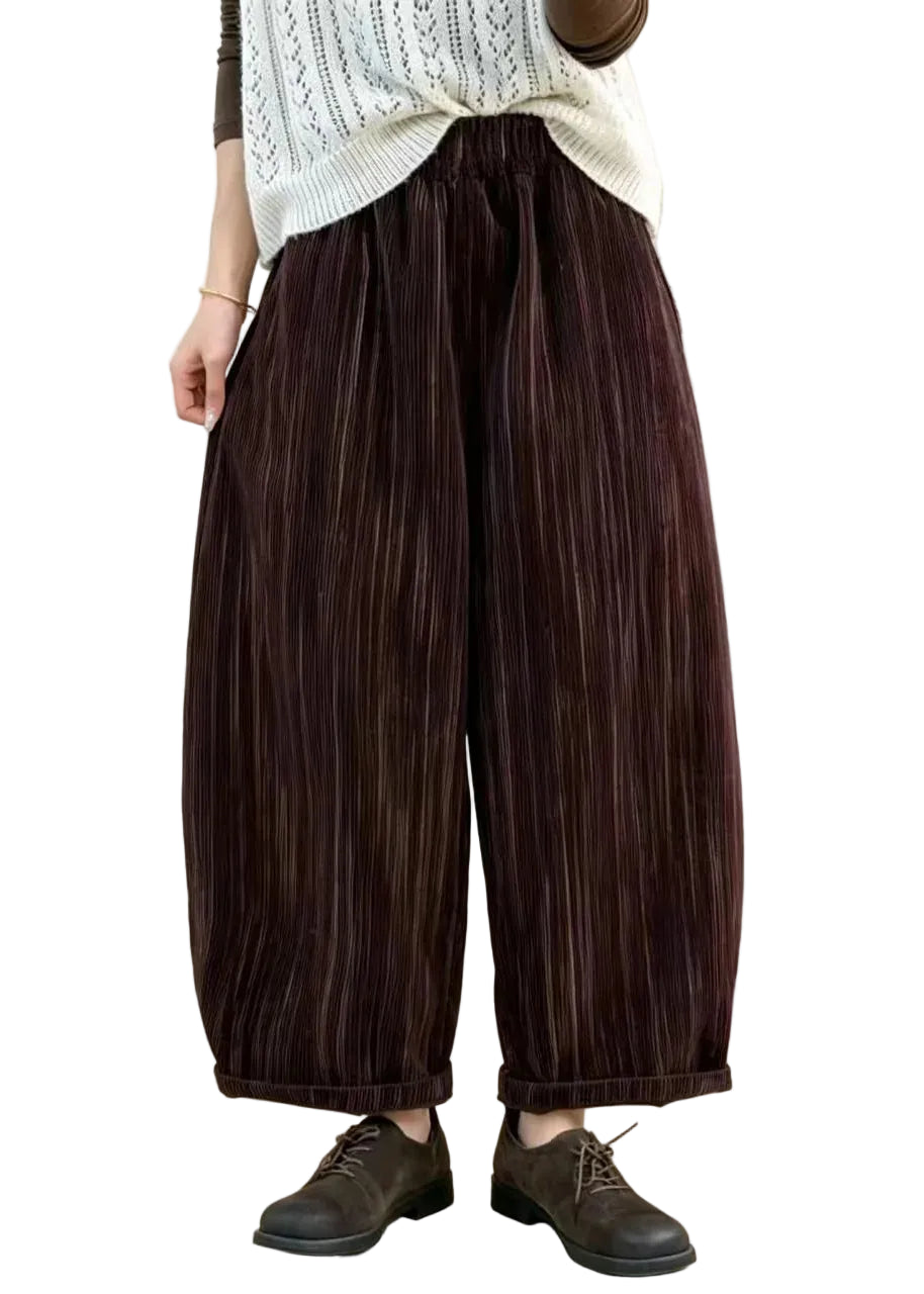 Women’s Crop Pants Loose Fit with Elastic Waist and Pockets 0