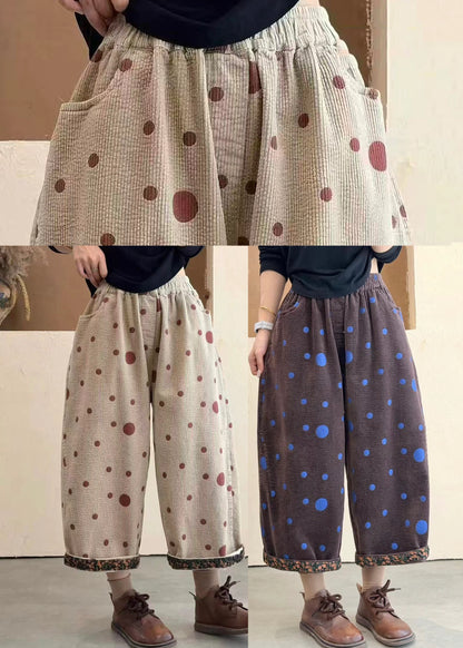 Women's Crop Pants Polka Dot Print with Pockets and Cuffed Style 4
