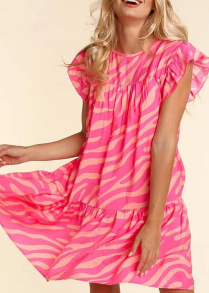 Women's Day Dress Fitted Ruffled Print 1