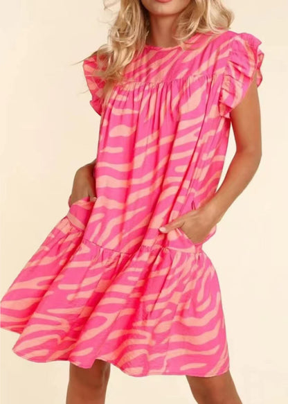 Women's Day Dress Fitted Ruffled Print 3